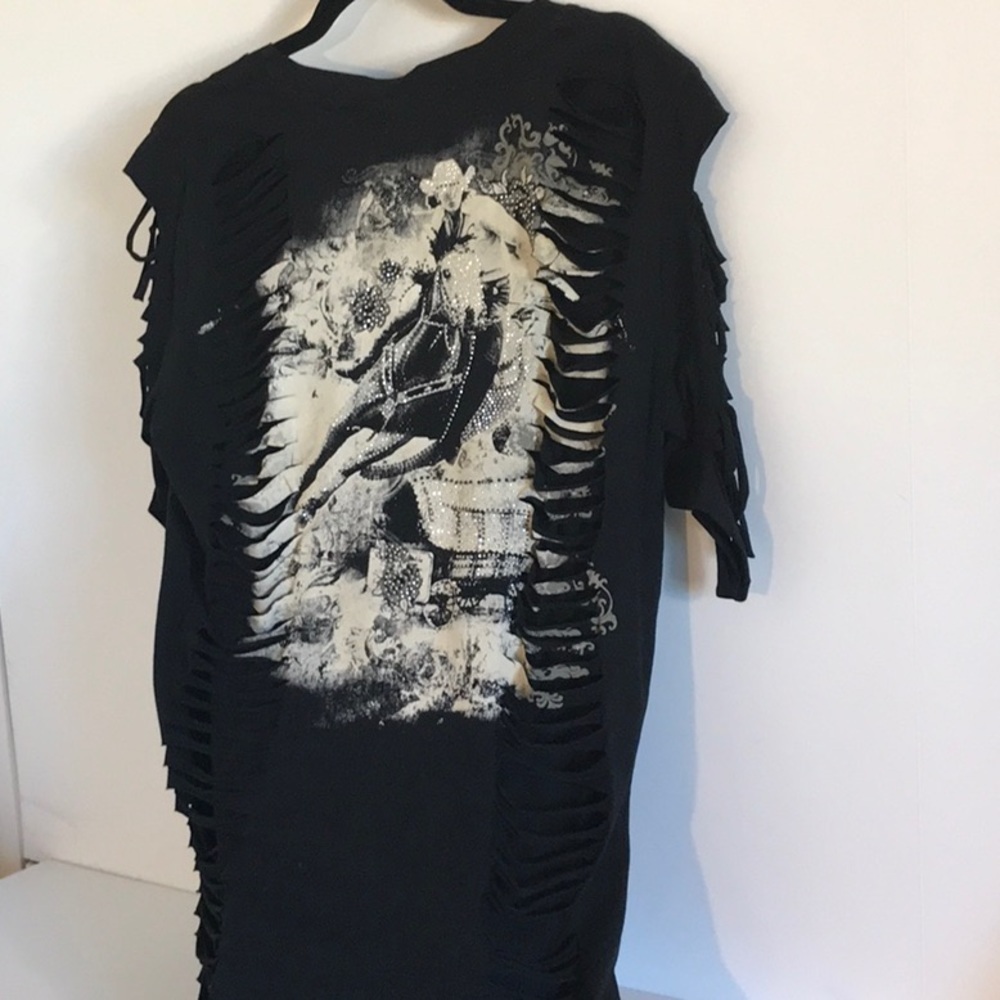 LA Bus Stop Bling Roper Cowgirl Shred Plus NWT Top - Picture 2 of 12